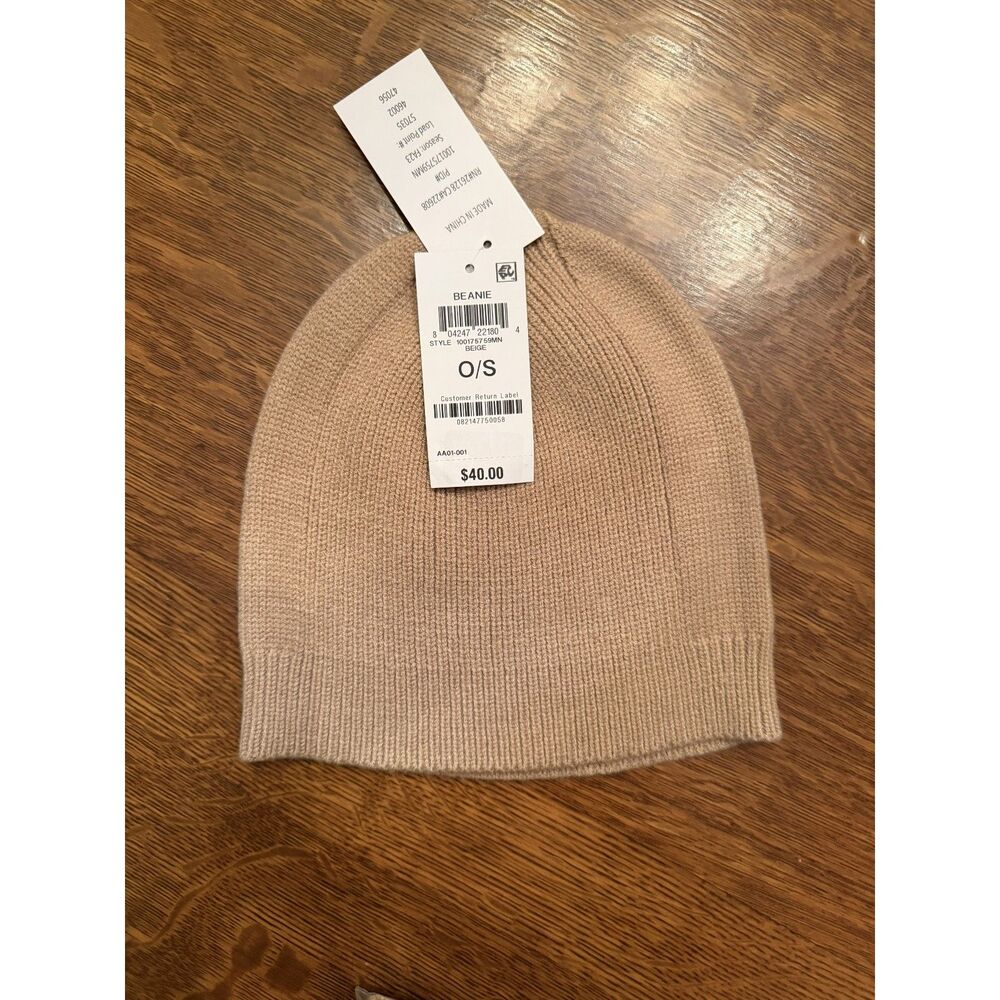 NWT O/S Camel Knit Beanie Hat | Soft Neutral Winter Cap - Picture 2 of 4